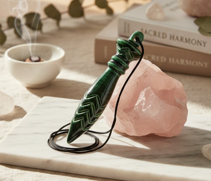 pendule de thot en céramique artisanal vert foncé émeraude