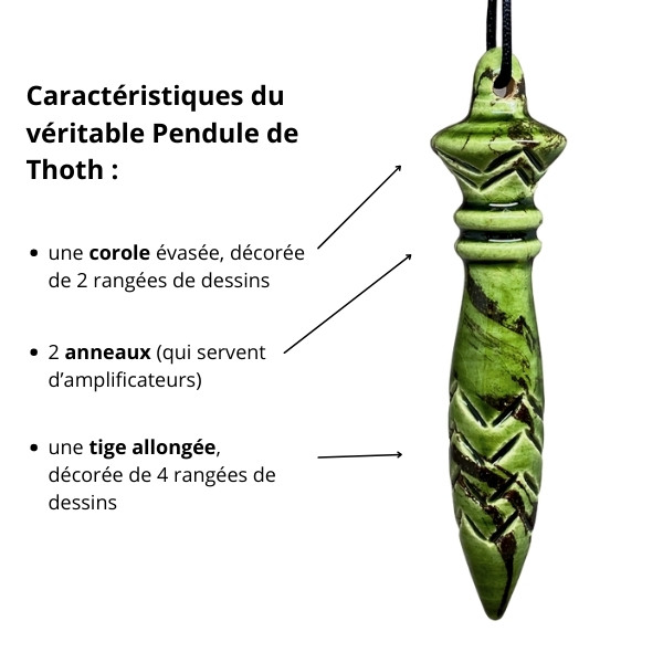 pendule de thoth - céramique pendule de thoth vert fait main pendule divinatoire égyptien