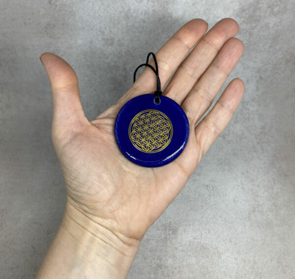 pendentif fleur de vie, amulette de protection en céramique fait main