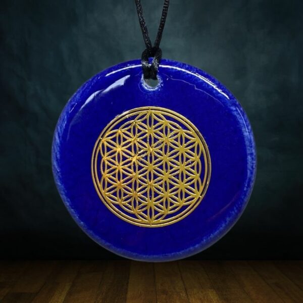 pendentif fleur de vie, amulette de protection en céramique fait main