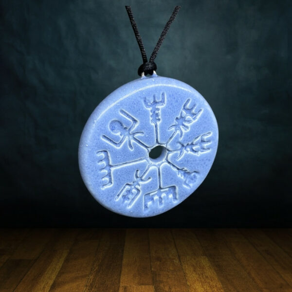 Pendentif viking vegvisir protecteur en céramique