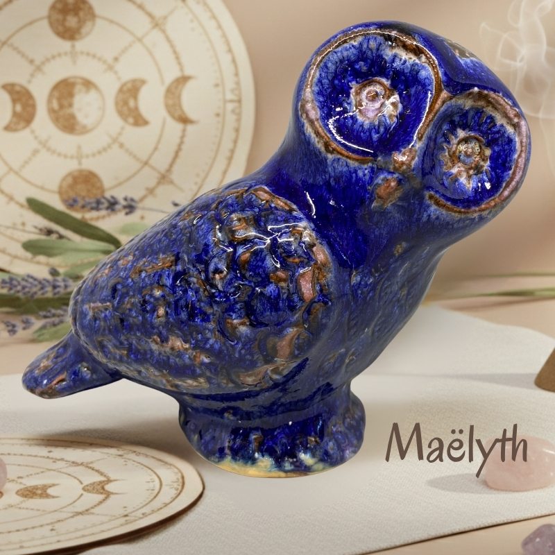 chouette en céramique fait main décoration ésotérique artisanale