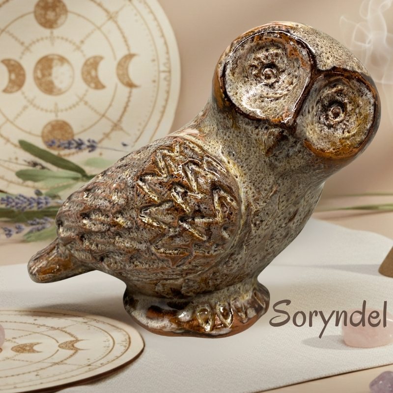 chouette en céramique fait main décoration ésotérique artisanale