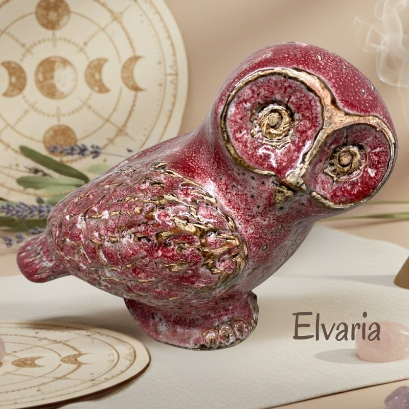 chouette en céramique fait main décoration ésotérique artisanale