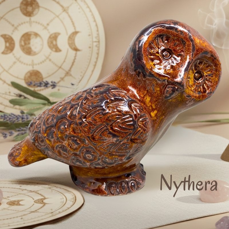 chouette en céramique fait main décoration ésotérique artisanale