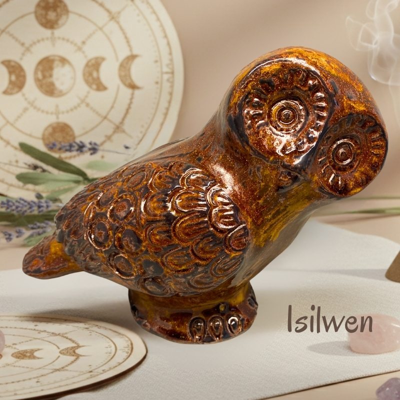 chouette en céramique fait main décoration ésotérique artisanale