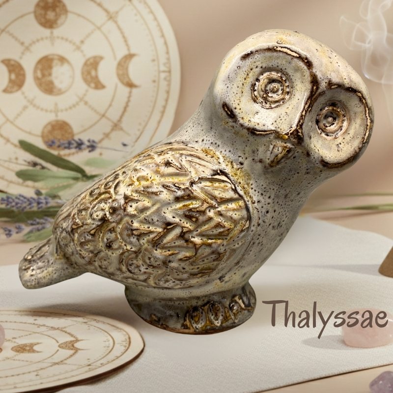 chouette en céramique fait main décoration ésotérique artisanale