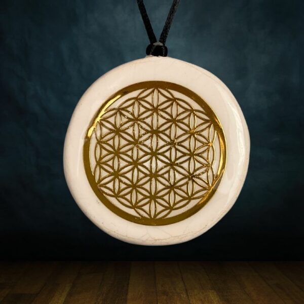 pendentif fleur de vie, amulette de protection en céramique fait main