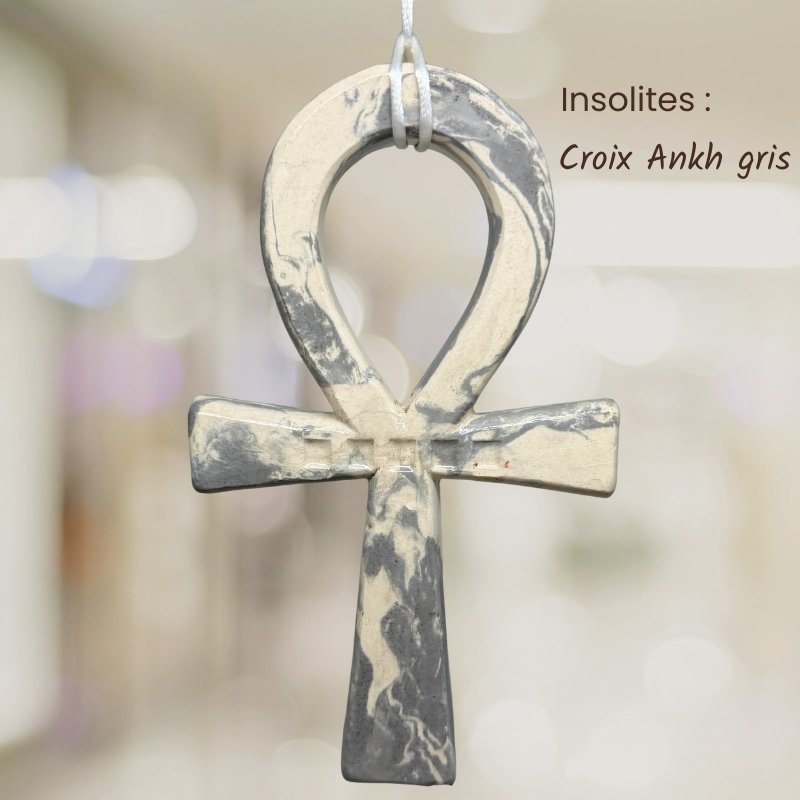 Croix de vie égyptienne - Amulette Ankh égyptienne - Gris