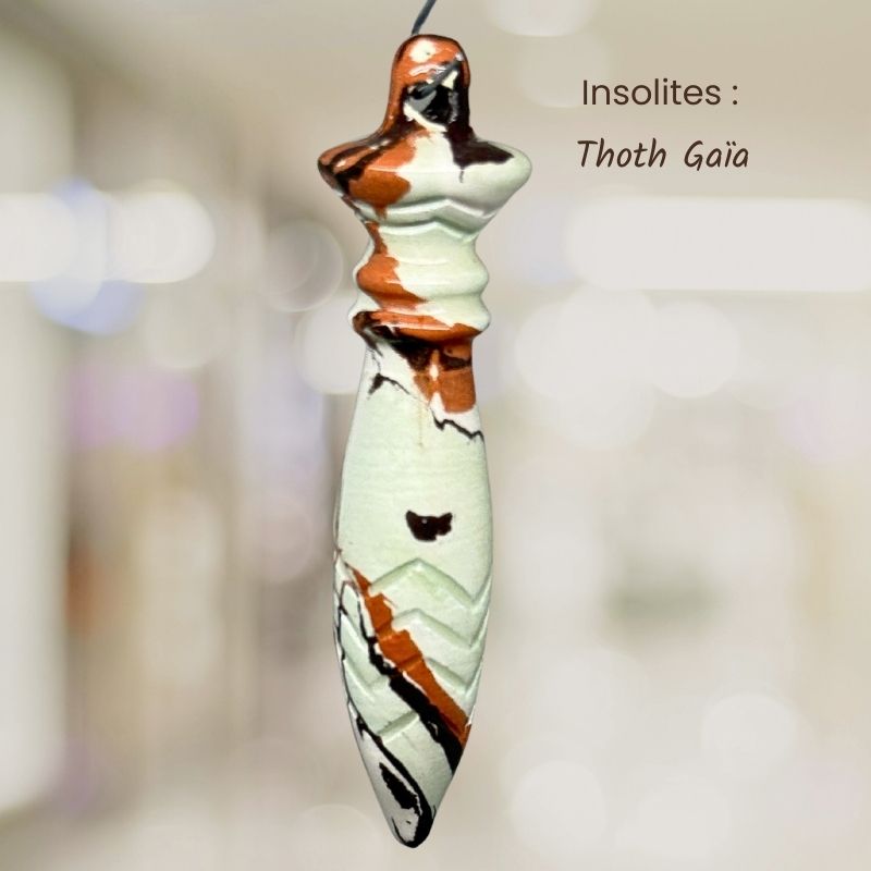 pendule de thot en céramique artisanal insolite vert